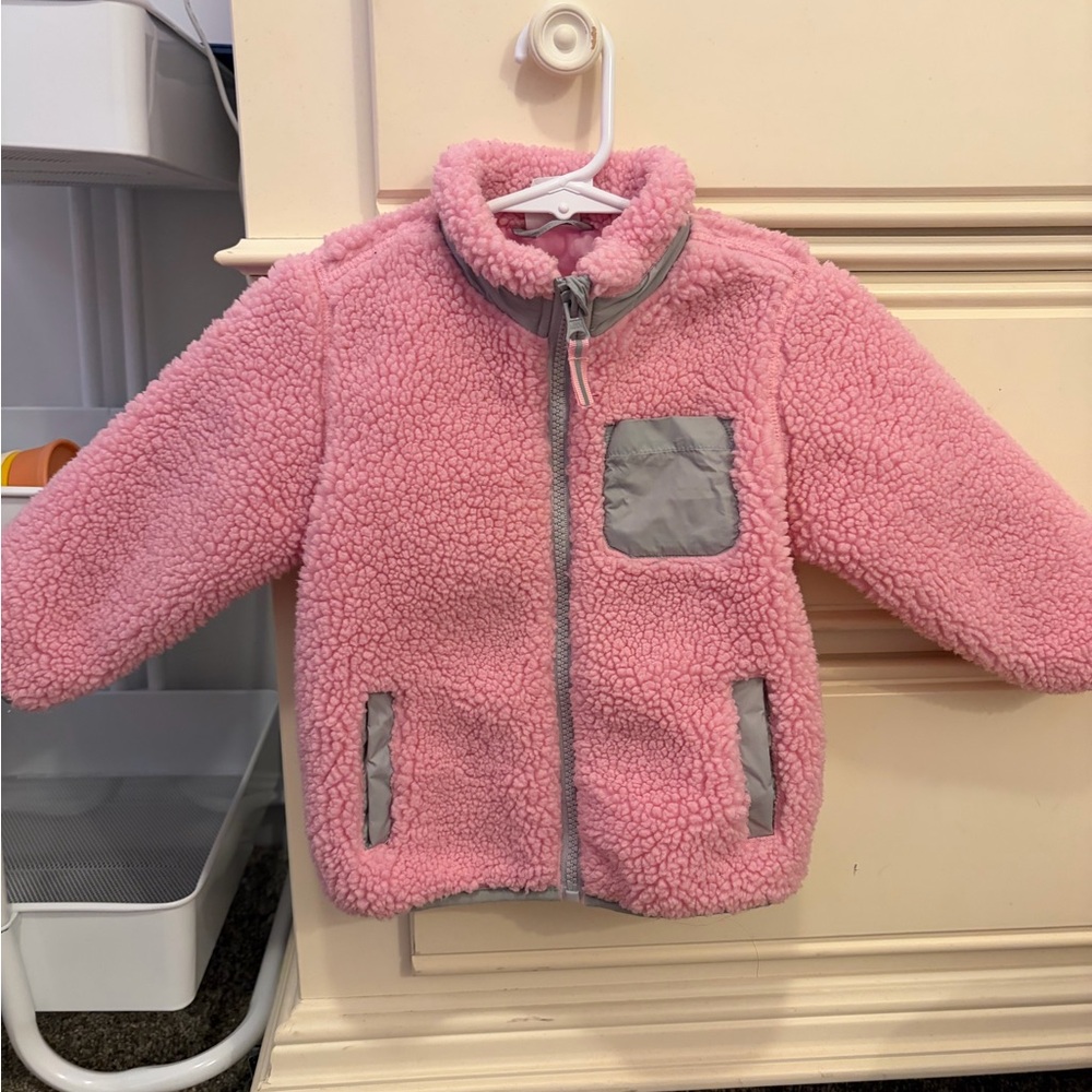 18m Wonder Nation Pink Fleece Jacket with Gray Details